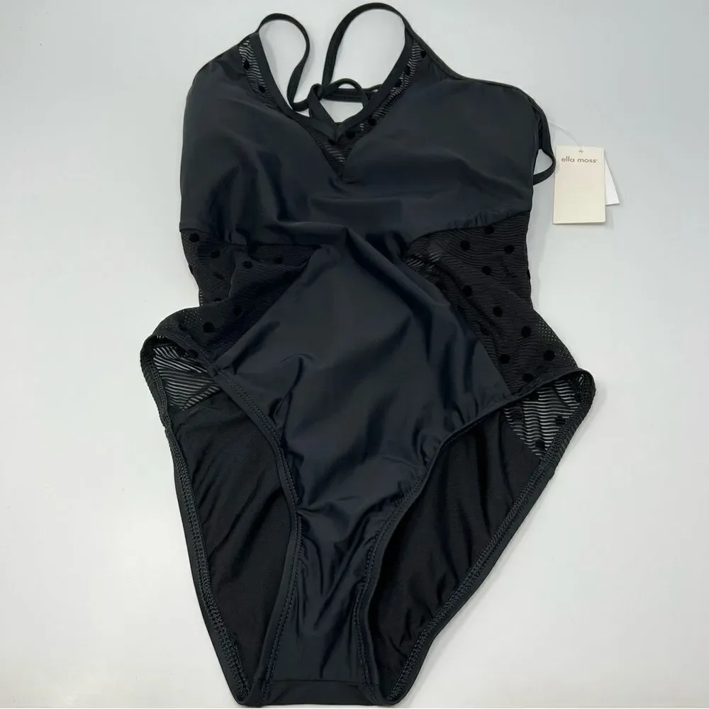 Ella Moss Sheer Dot Swimsuit Size Medium